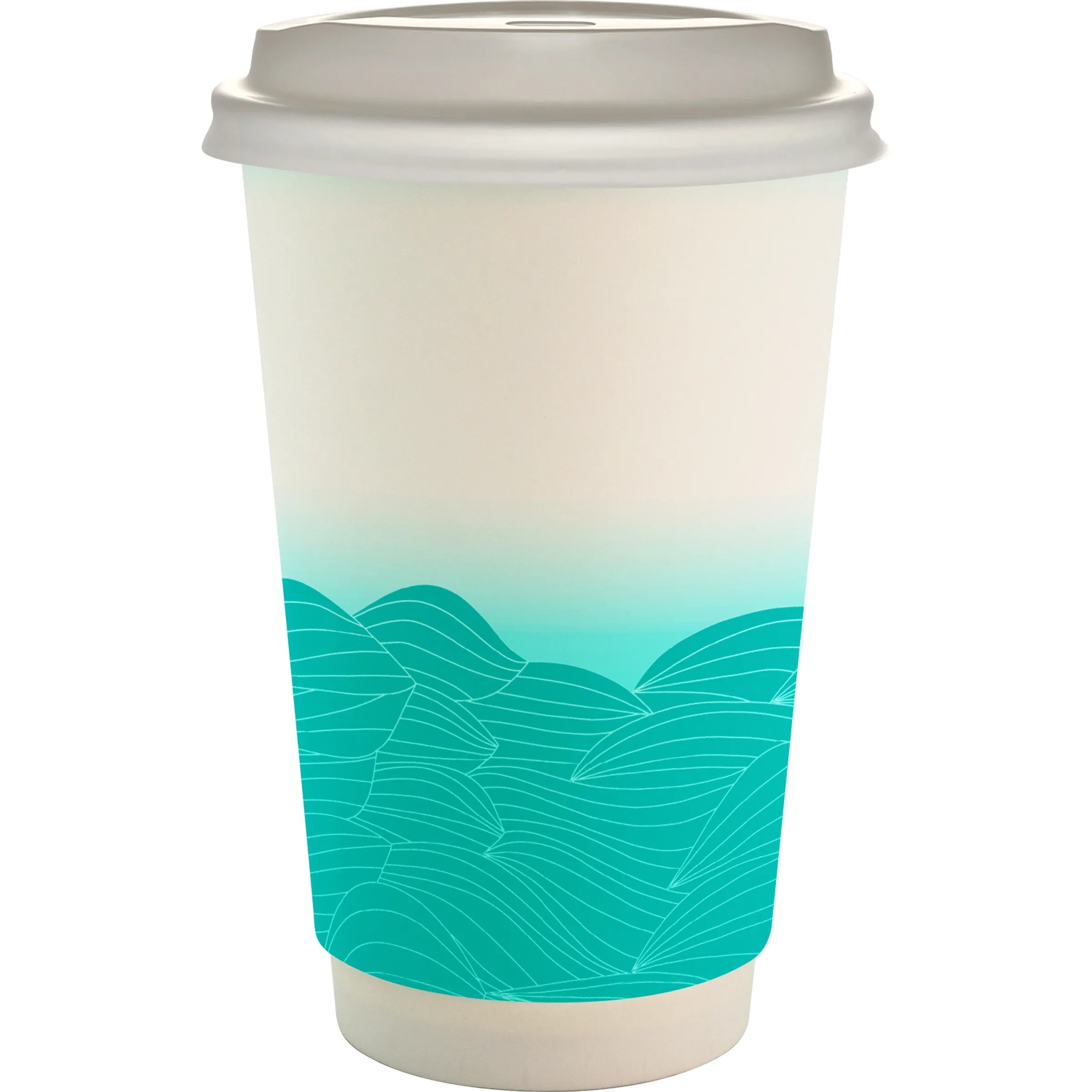 16 oz. Full Color Turbulent Waves Paper Cup With Lid 21