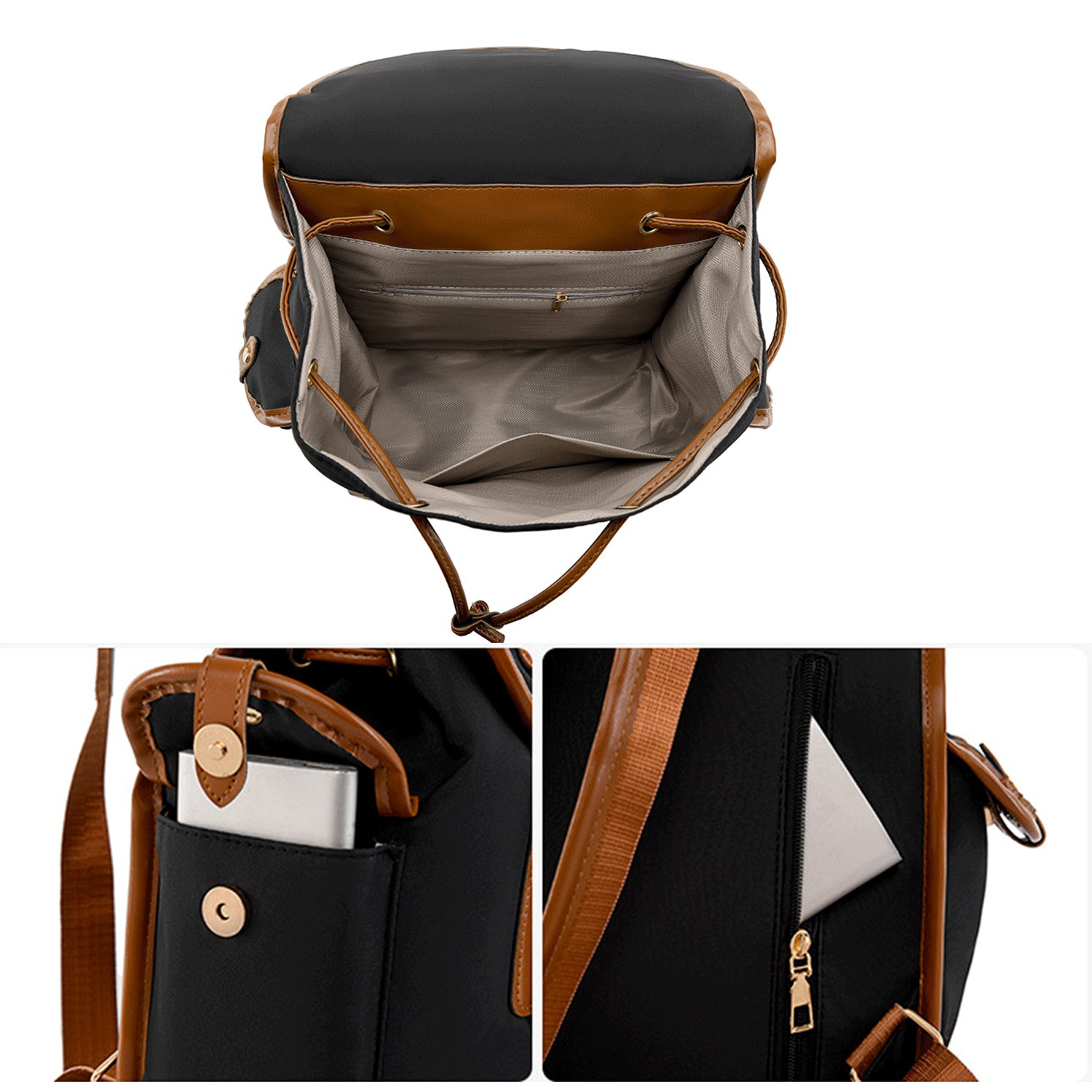 Oxford PU leather casual and large capacity backpack 18