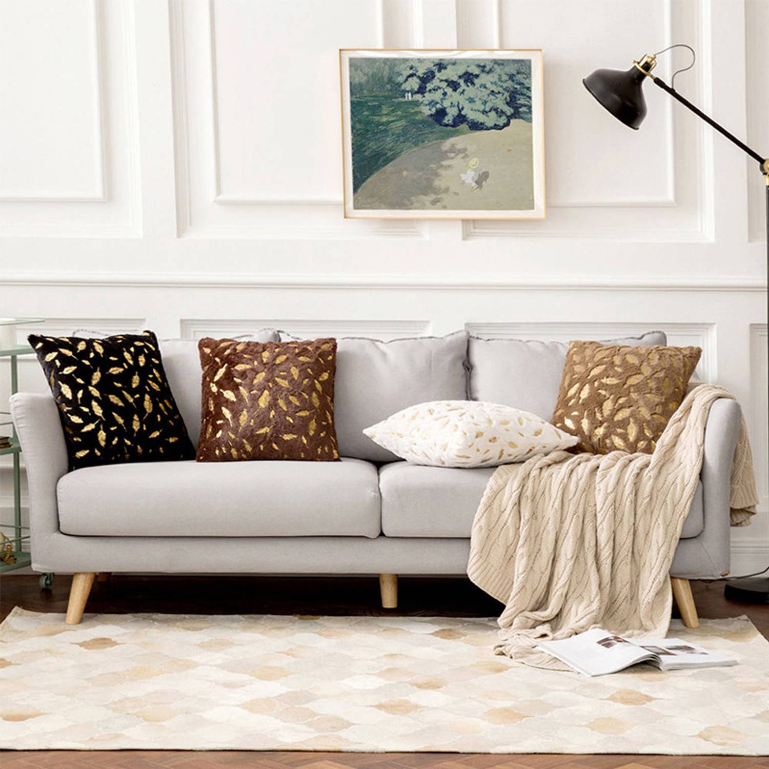 Double Sided Feather Hot Pressed Golden Plush Pillowcase 6