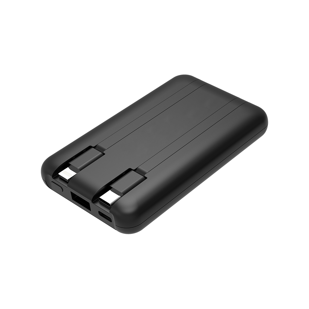 UL Certified 5000mAh Power Bank with Built-In Type C and Lightning Cables 1