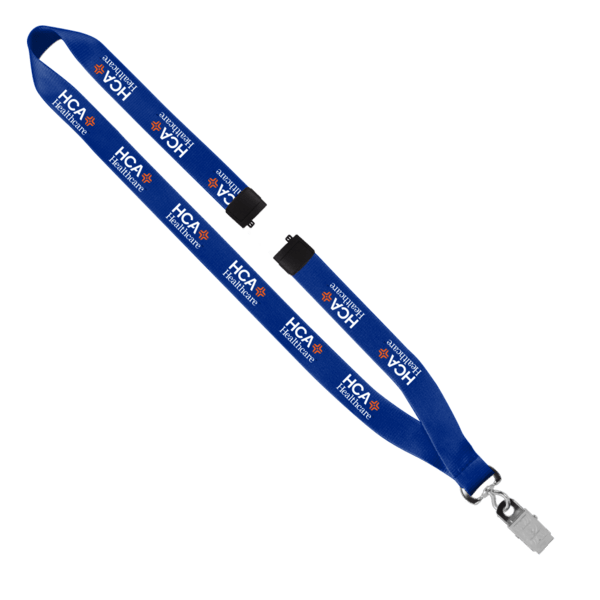 3/4" Polyester Lanyard with Sewn Silver Metal Split-Ring 86