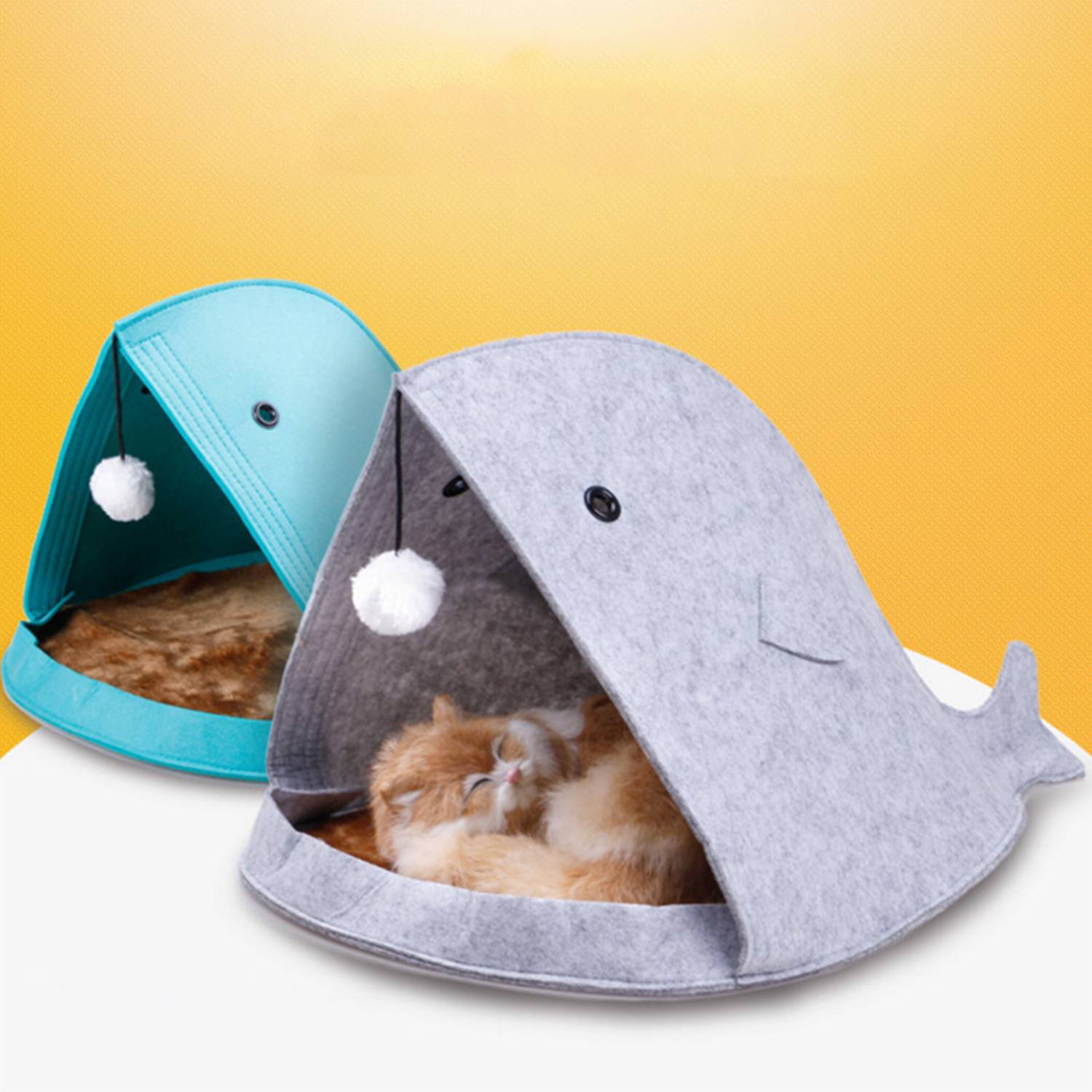 Removable Washable Solid Shark Felt Pet Bed House 6