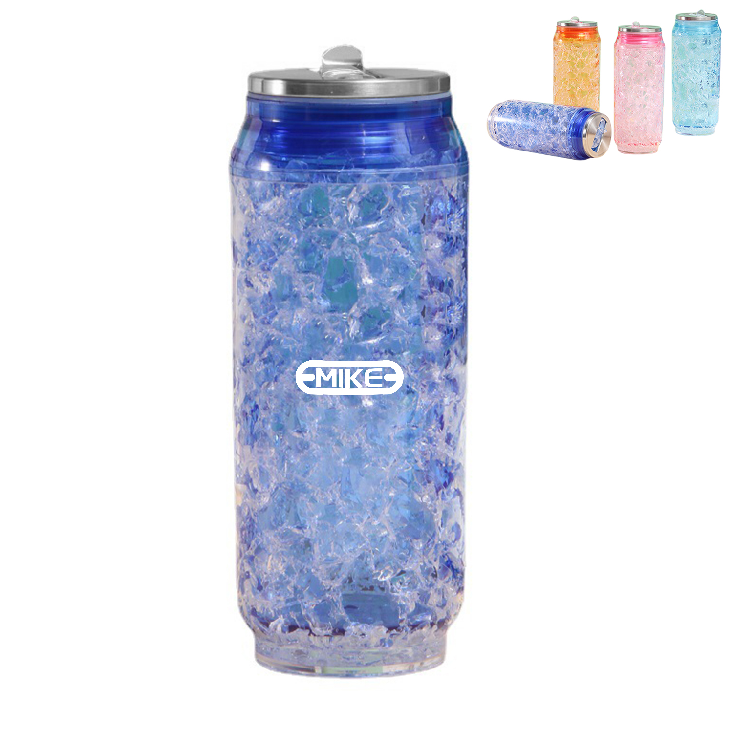 16oz Double Wall Plastic Ice Cans Straw CupWater Bottles 2