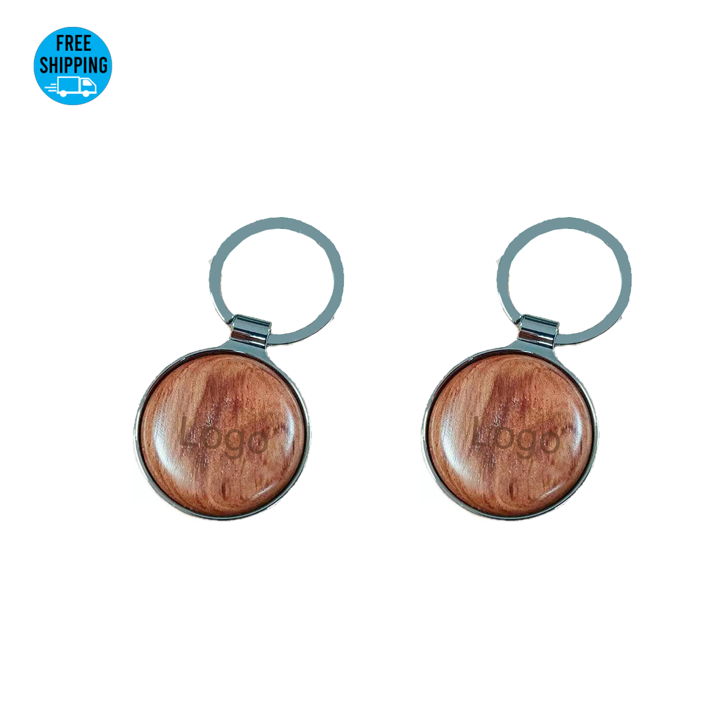 Round Wood Car Key Chain 1