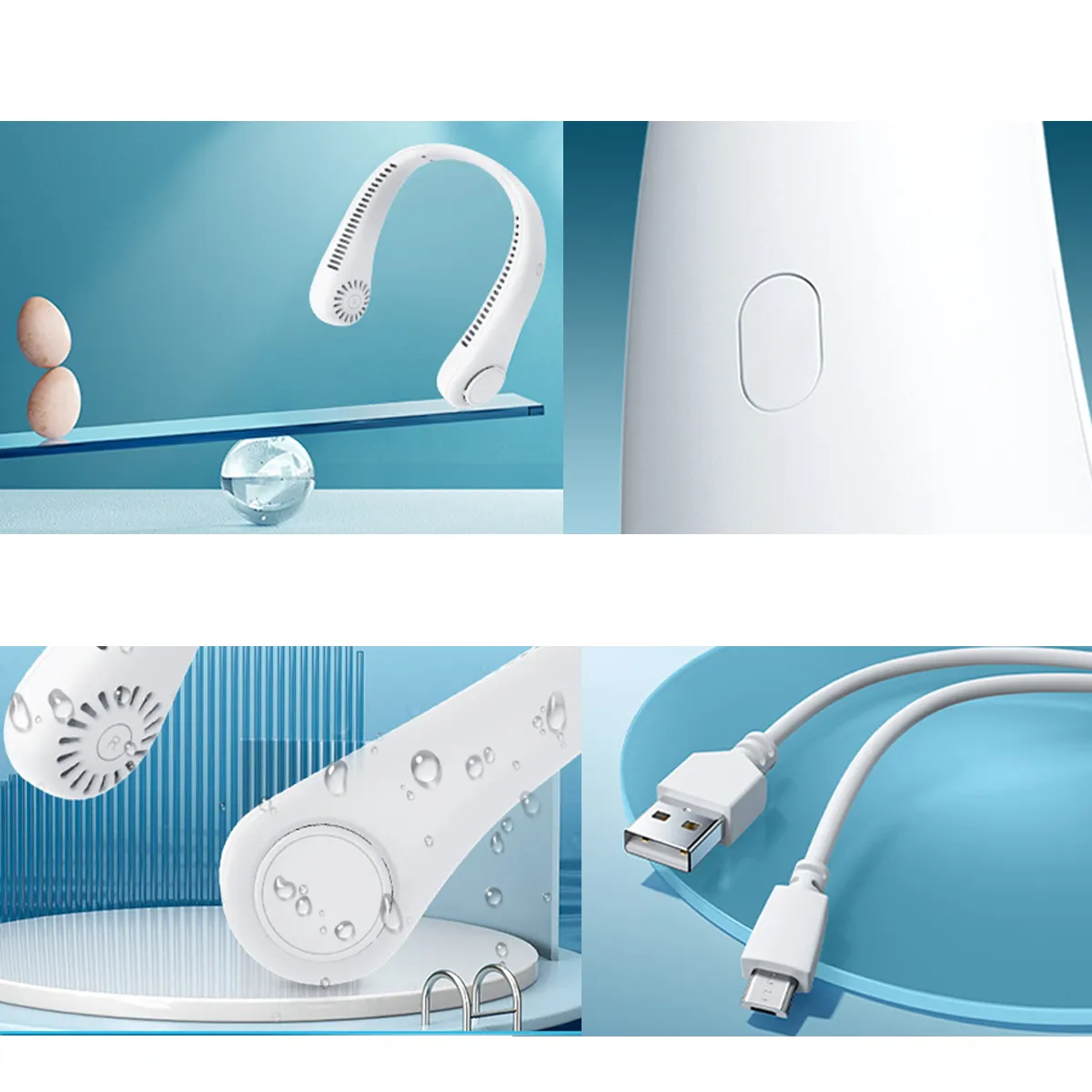 1800mAh Personal Portable USB Neck Fan Hands Free bladeless 1