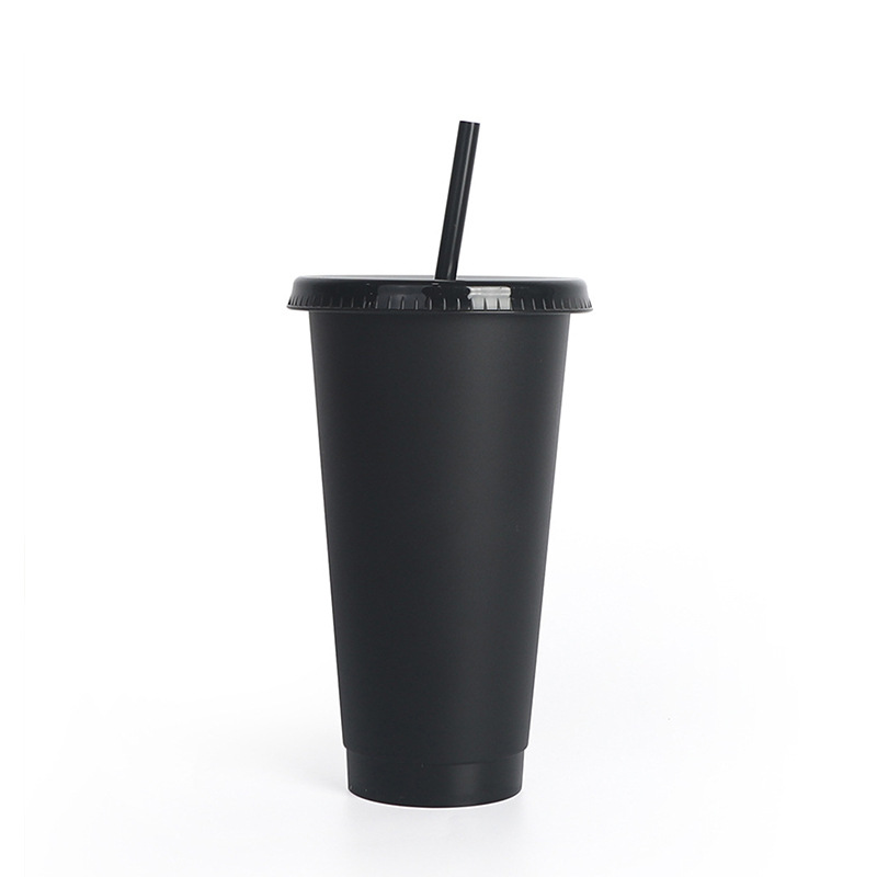 24 oz pure black straw cola plastic water cup 4