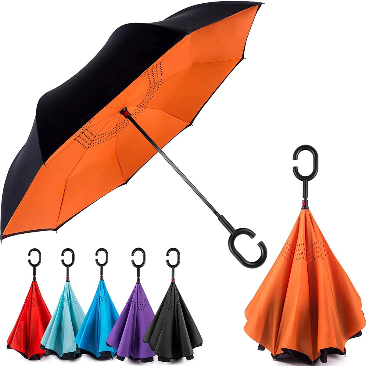 Double Layer Inside Out Folding Inverted Umbrella 1