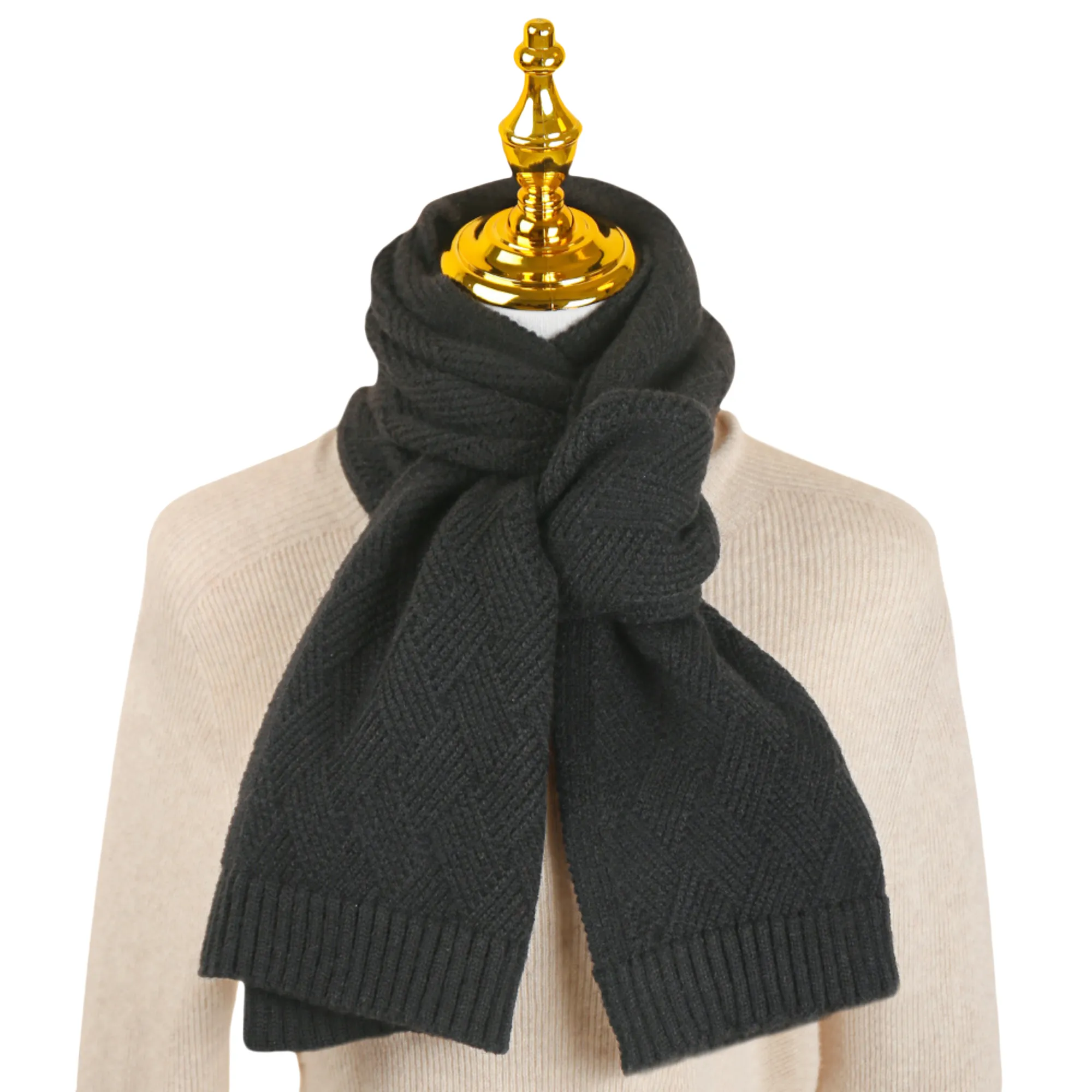 Classic Solid Color Knit Scarf 2