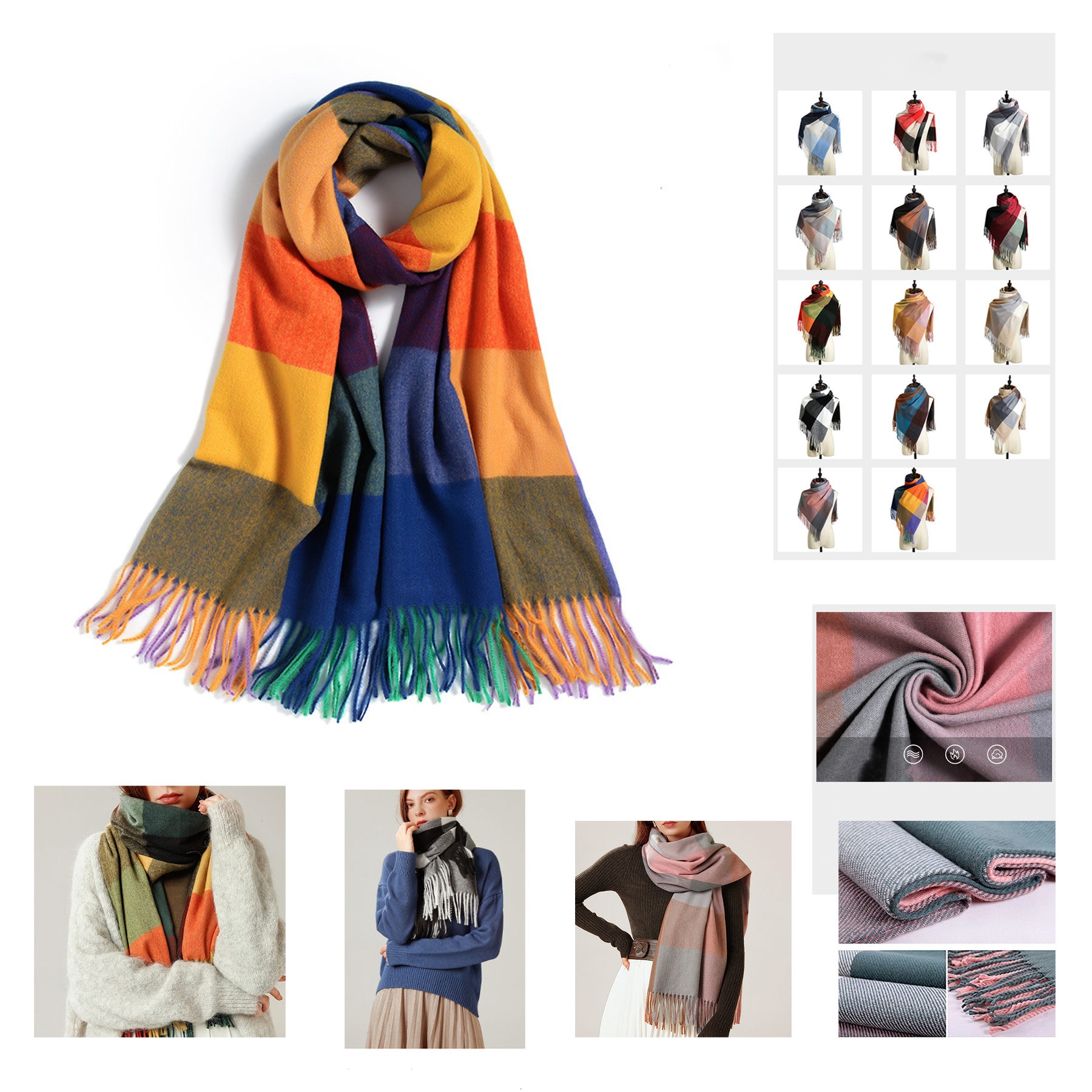 Long Plaid Blanket Scarf 1