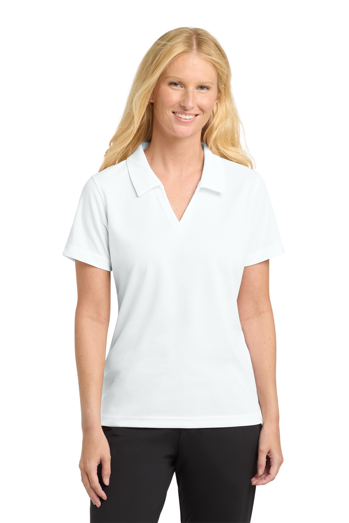 Sport-Tek Women's Dri-Mesh V-Neck Polo. L469 79