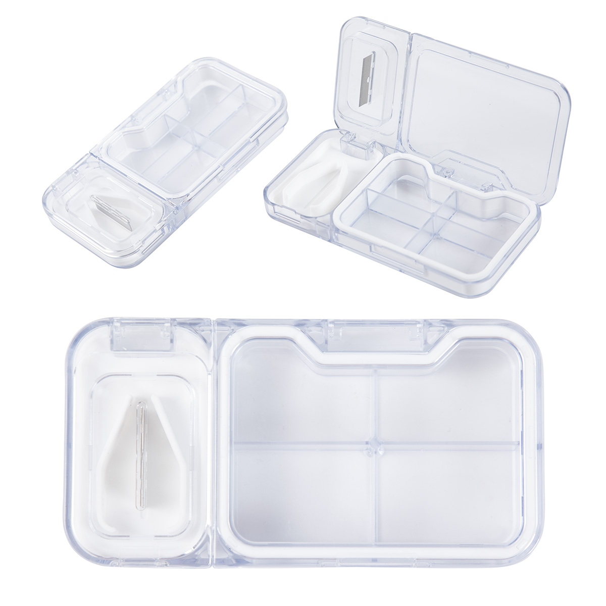 Cache 4-Compartment Pill Box with Tablet Cutter 9