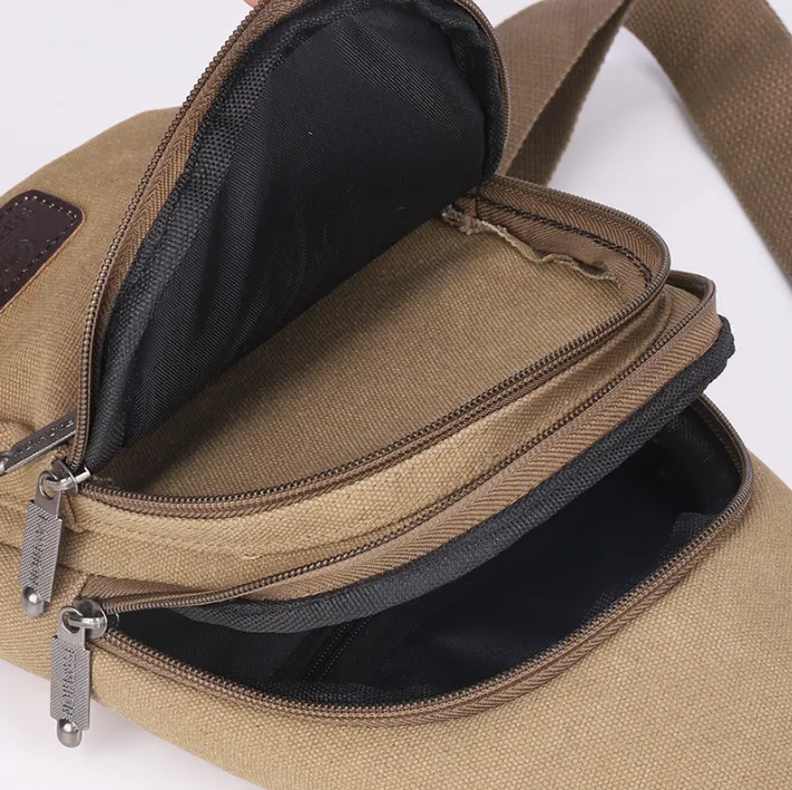 Canvas Chest Crossbody Student Travel Sports Shoulder Bag 5