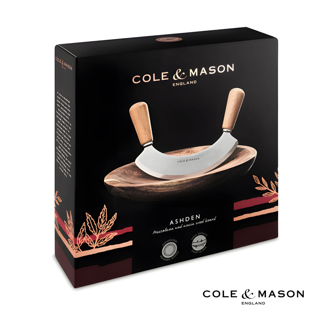 Cole & Mason™ Ashden Herb Mezzaluna w/Chopping Board 1