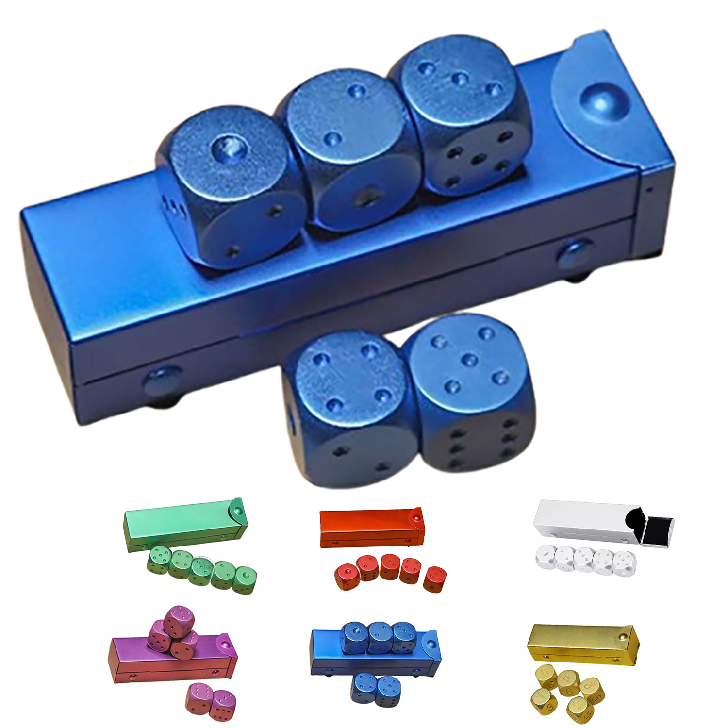 5PCS Aluminum Alloy Dice Set w/ Box 4