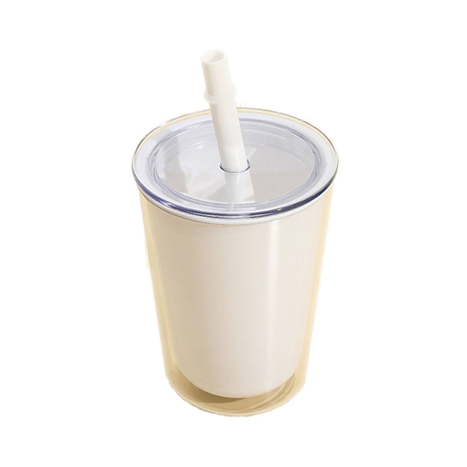 Double Layered Plastic Straw Water Cup 4