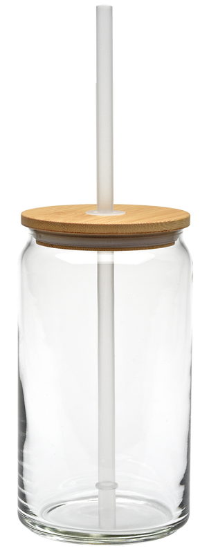 16 oz. Soda Can Glass with Bamboo Lid 2