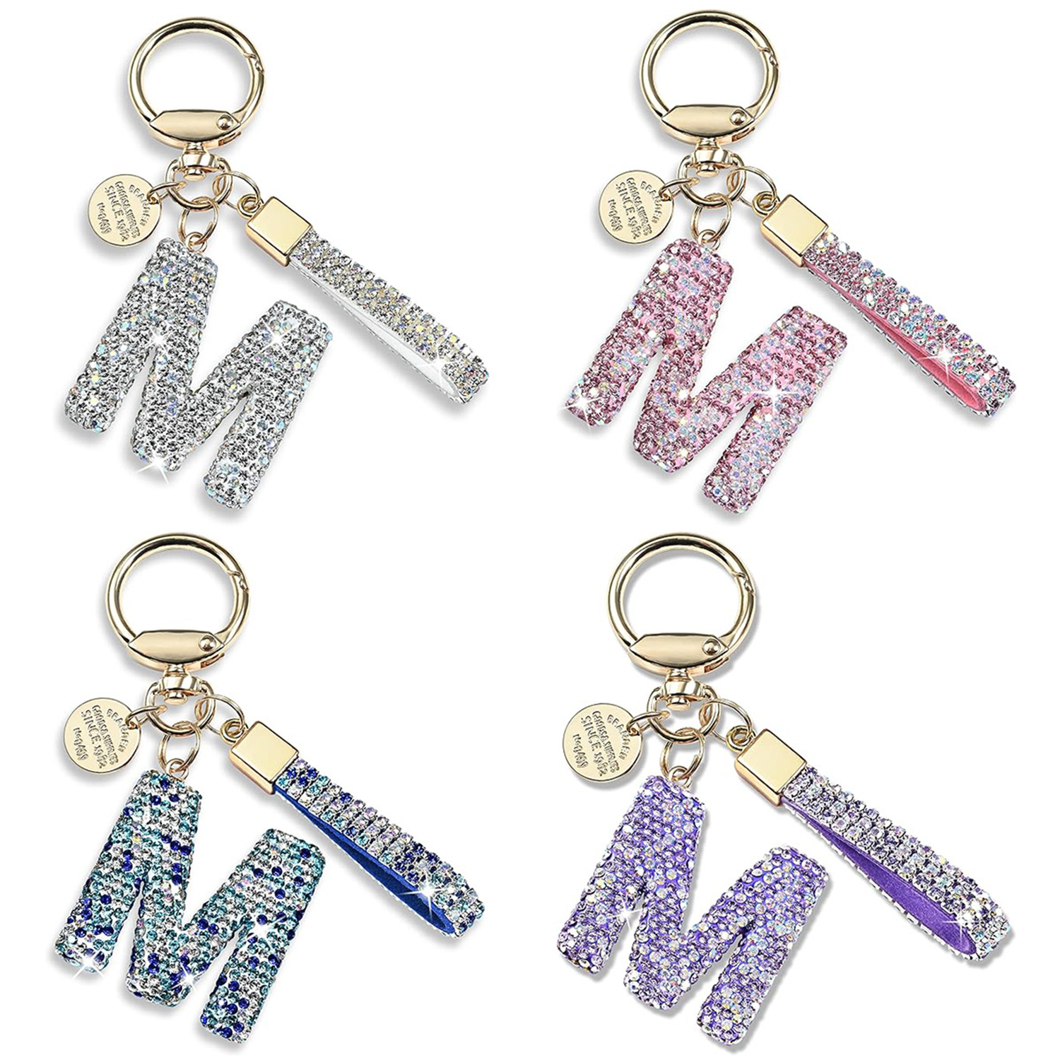 Sparkly Initial Letter Alloy Keychain 9