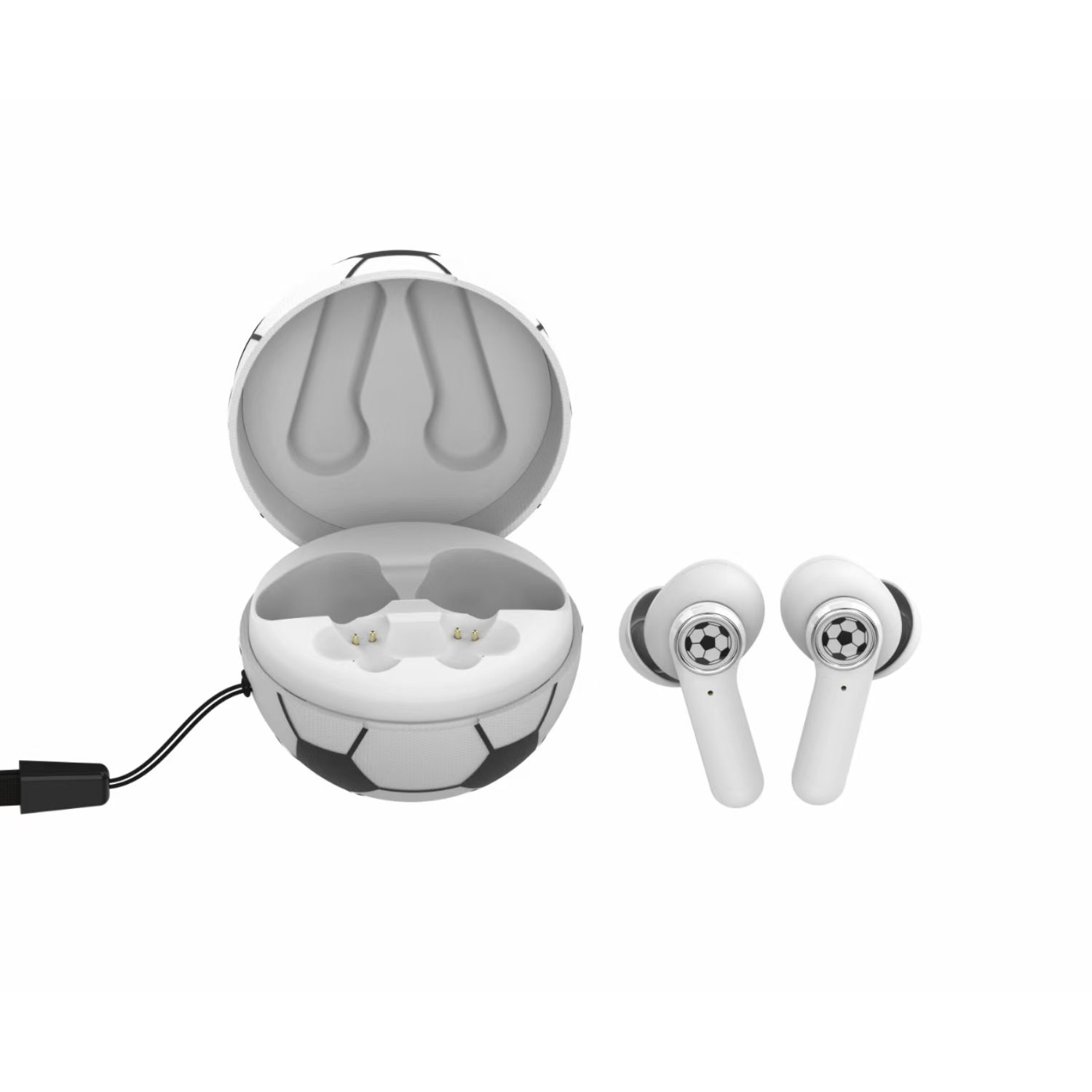Soccer Style Wireless Earbuds w/ Custom Imprint & Charging Case Earphones 1