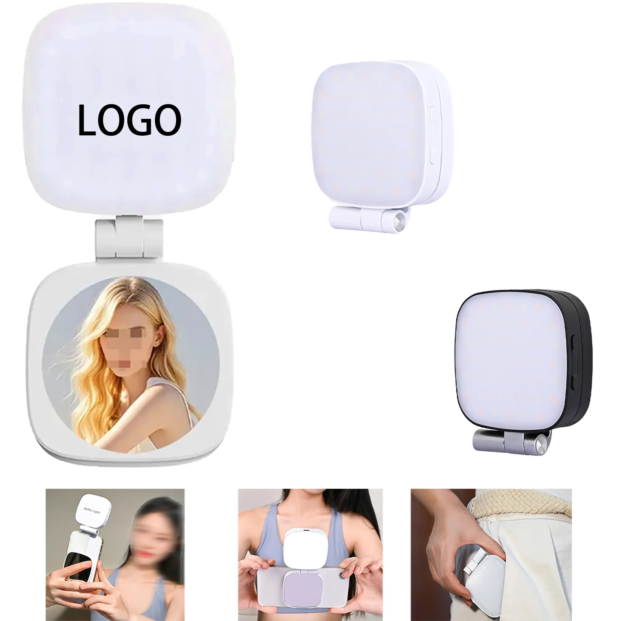 Rechargeable Magnetic Selfie Light with Mirror 2