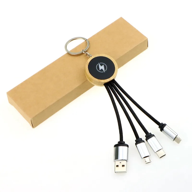 Bamboo Light Up Logo Multi-Charging Cables 5