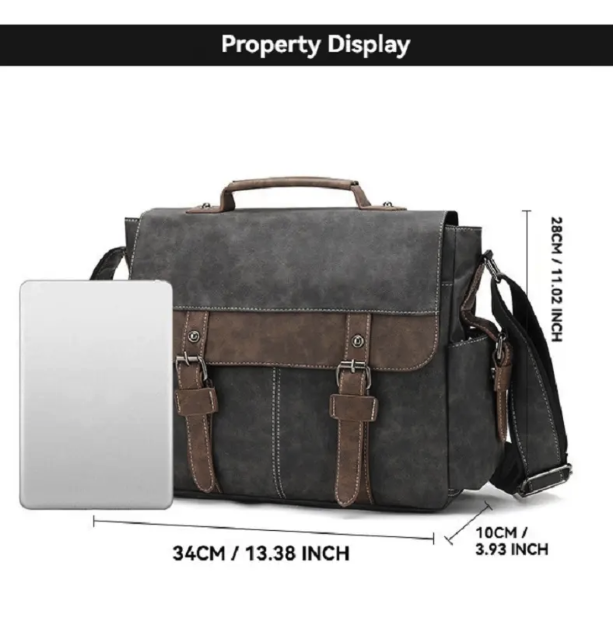 PU Leather Men'S Messenger Waterproof Bag 2