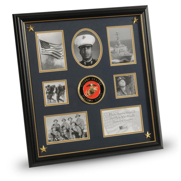 U.S. Marine Corps Medallion 7 Picture Collage Frame with Stars 1