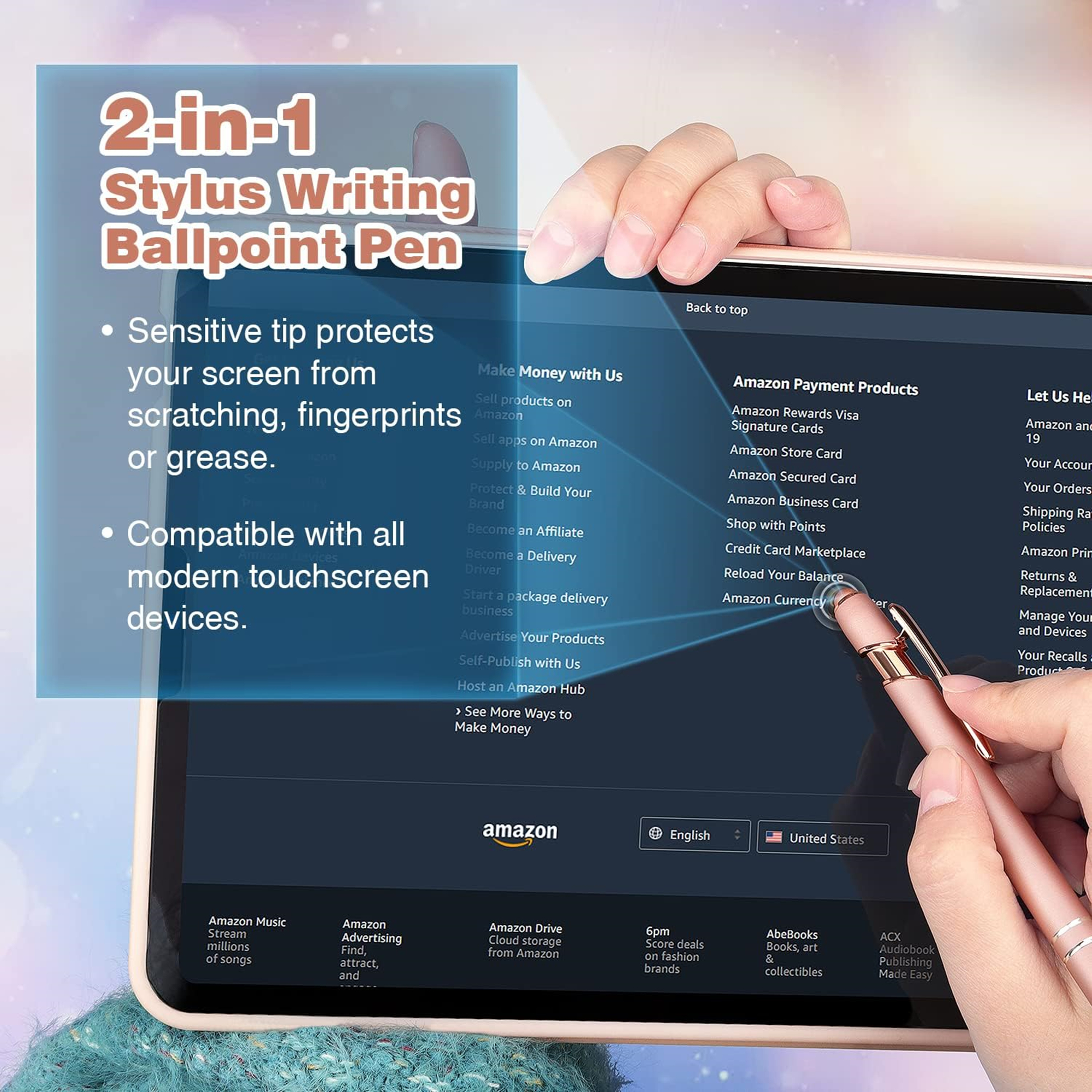 2-in-1 Stylus Retractable Ballpoint Pen 5