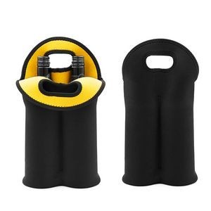 Neoprene Dual Color 2 Bottle Wine Bag With Cutout Handles 20