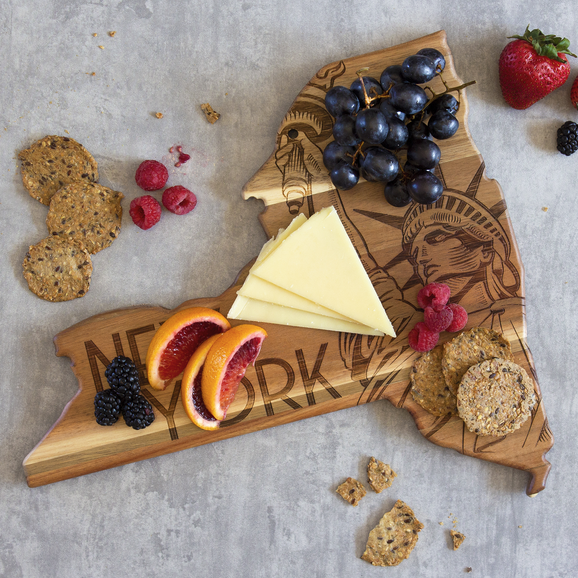 Rock & Branch® Origins Series New York State Shaped Wood Serving and Cutting Board 7