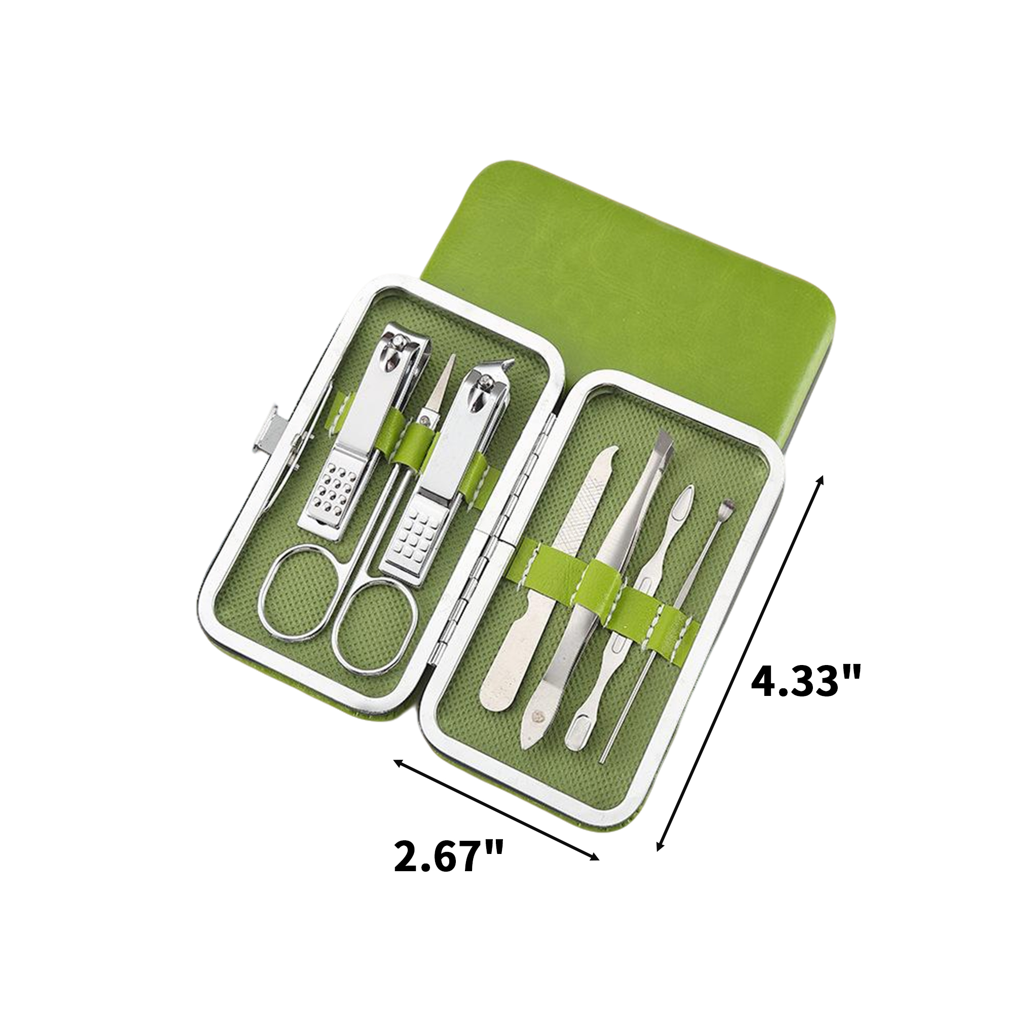 Stainless Steel Seven Piece Manicure Kit With Leather Case 3