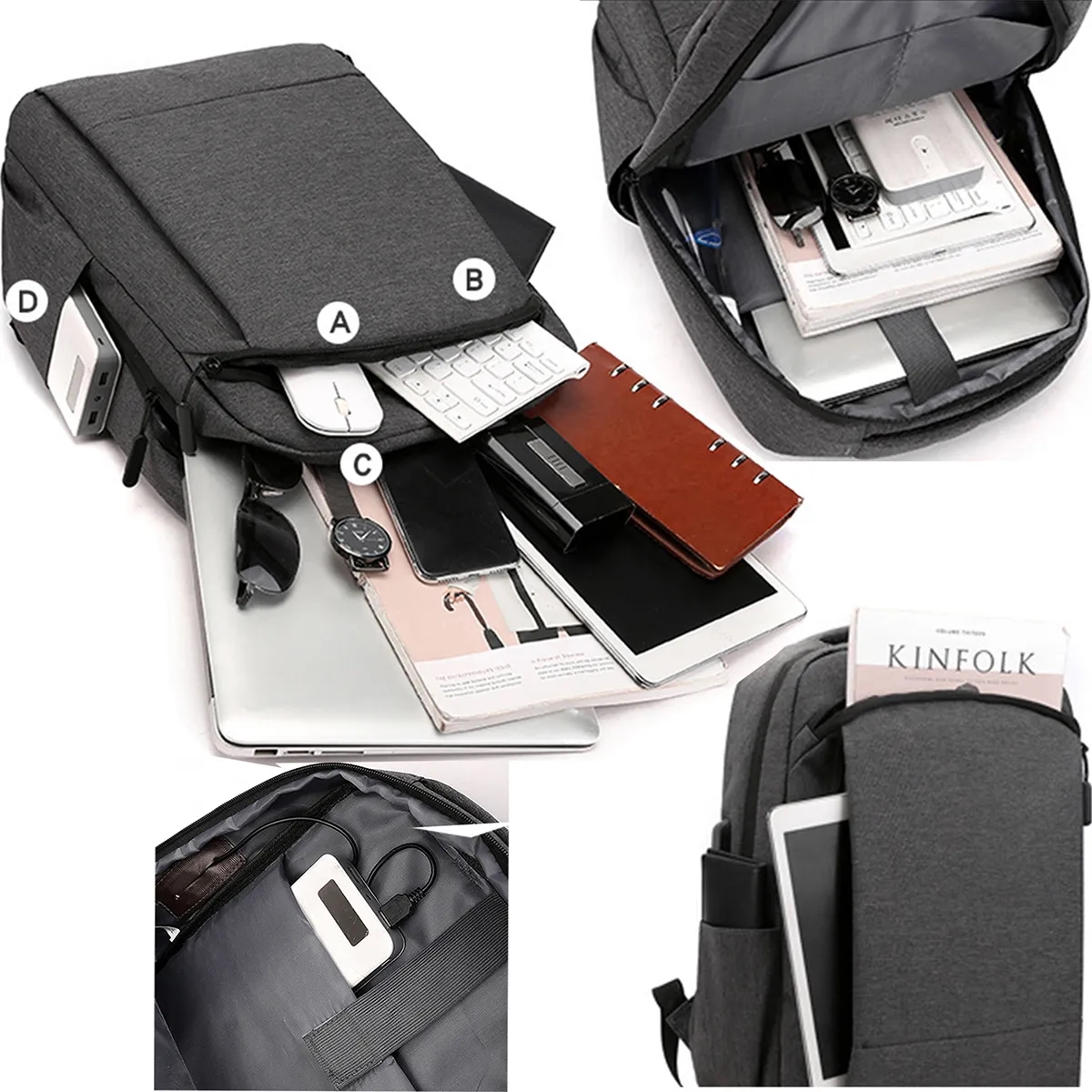Business Anti Theft Slim Durable Backpack With Charging Port 3