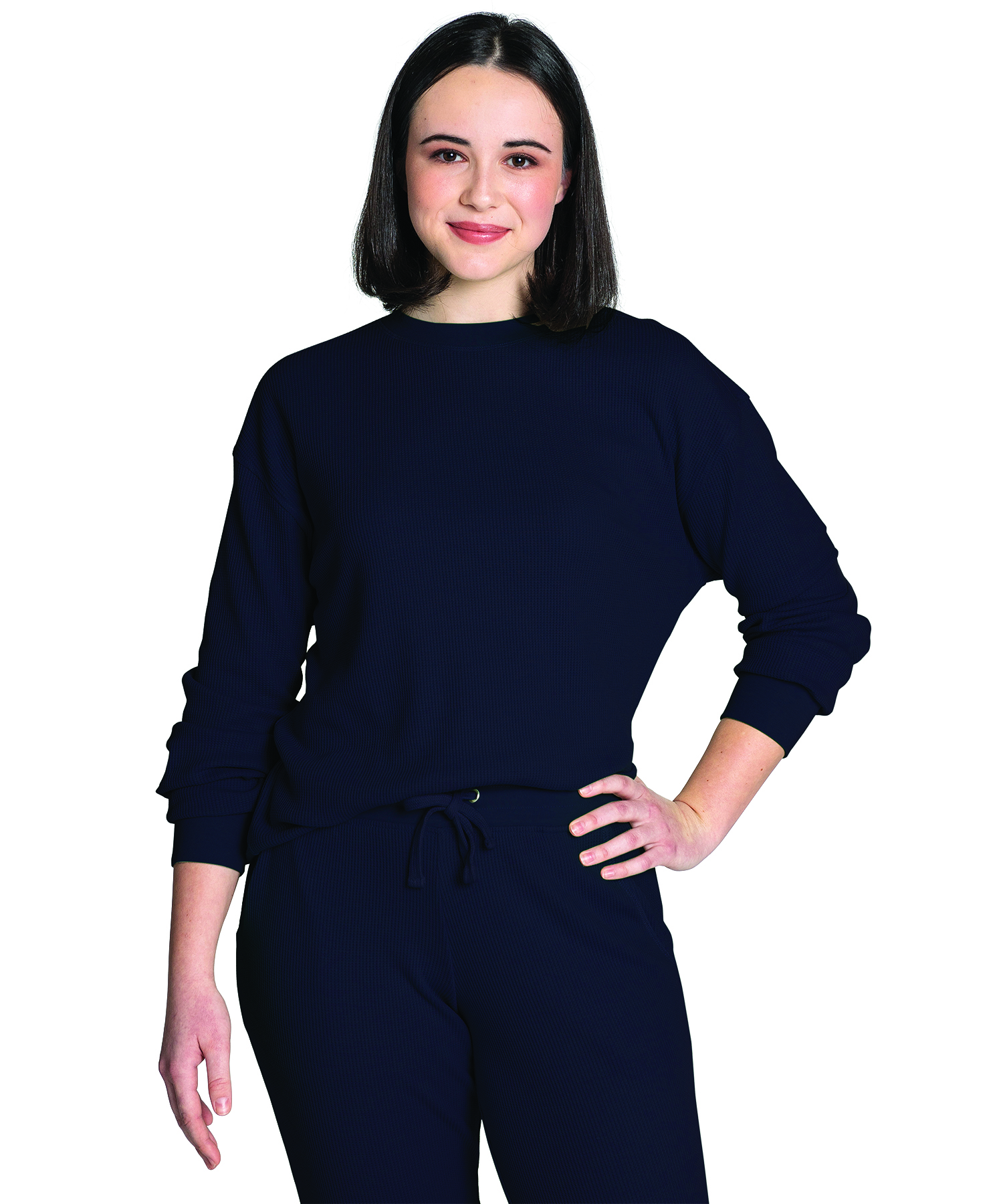 Lightweight Waffle Crew Neck Sweatshirt