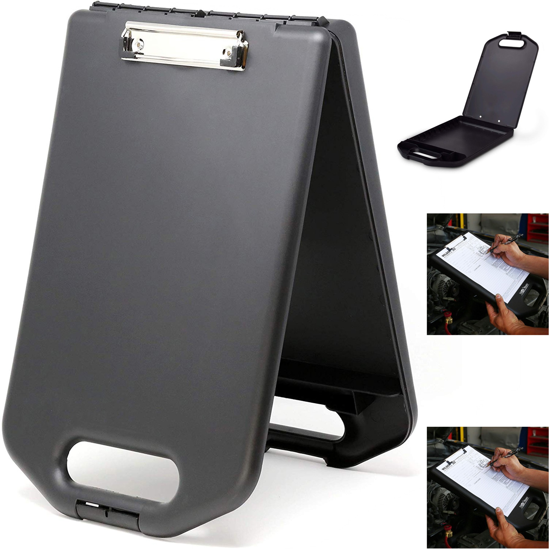 Black Plastic Storage Clipboard with Handle 3