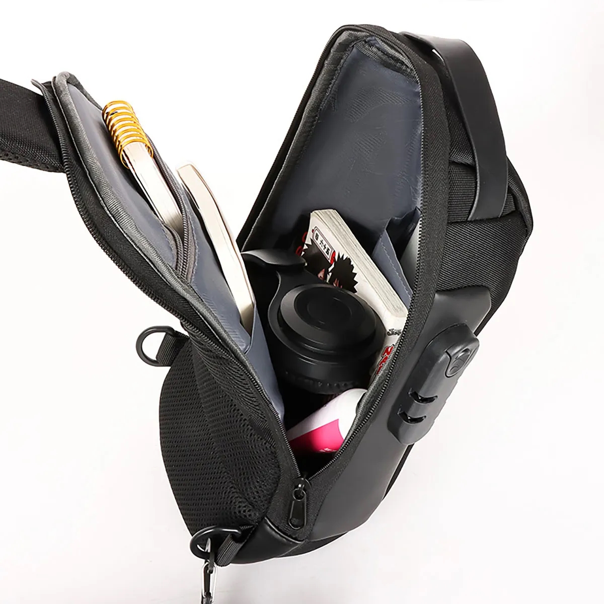 Sling Men Backpack Chest Storage Zipper Bag with Password 8