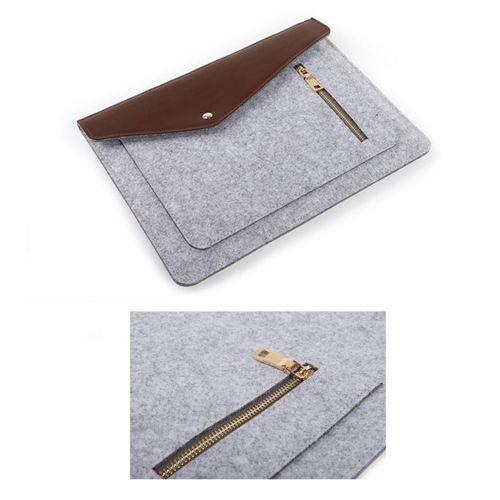 Felt Laptop Sleeve with PU Flap, Button Closure, and Front 7