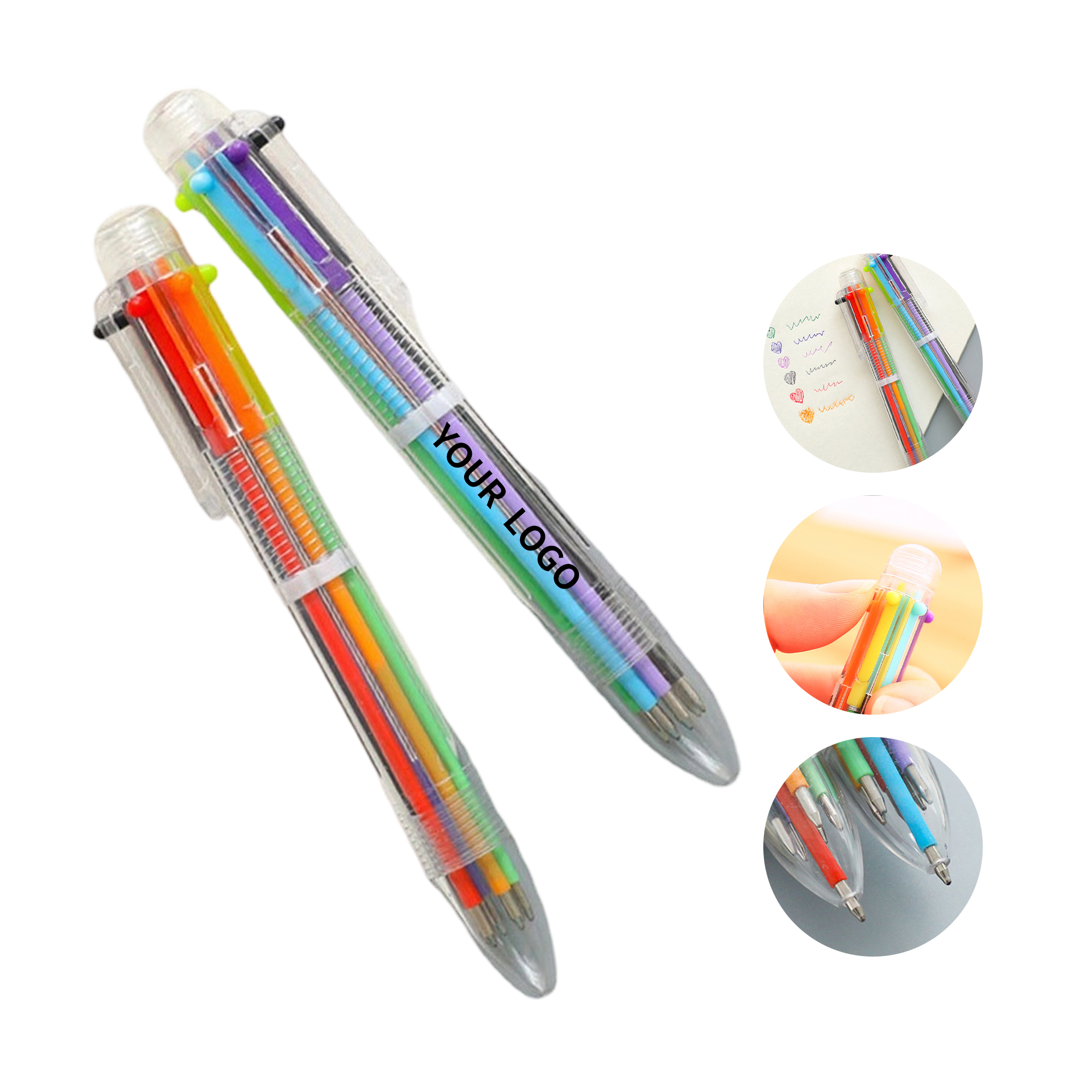 Multicolor Transparent Barrel Ballpoint Pen With Six Inks 1