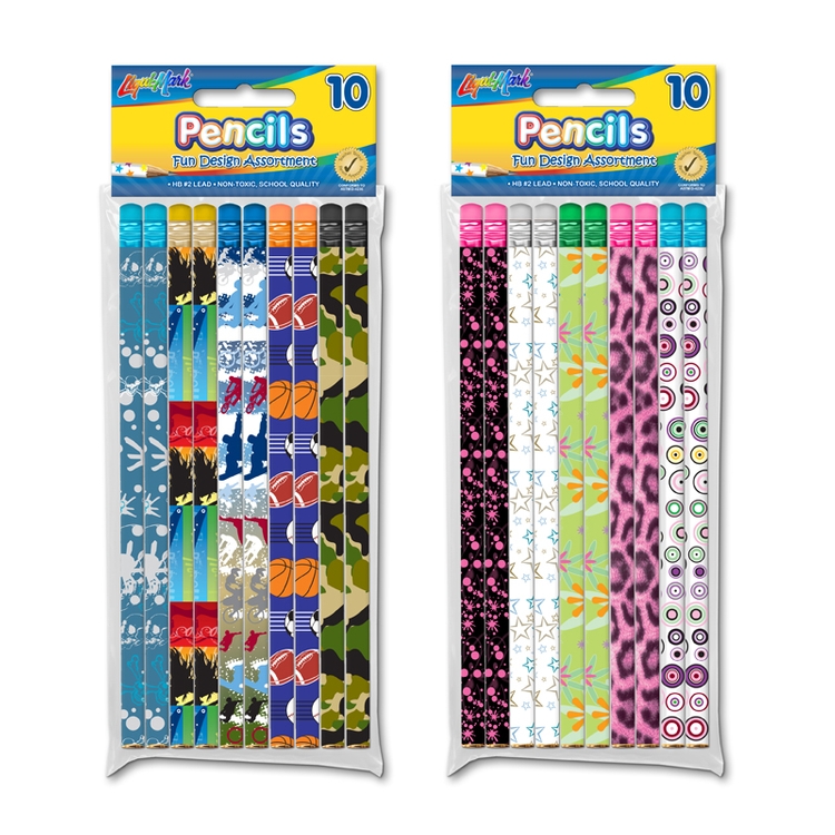 10pk #2 Fashion Pencils (Boys & Girls Theme Sets) with Eraser