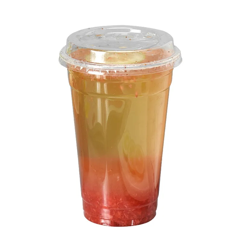 16oz Disposable Plastic PET Beverage Drink Cup with Lid 5