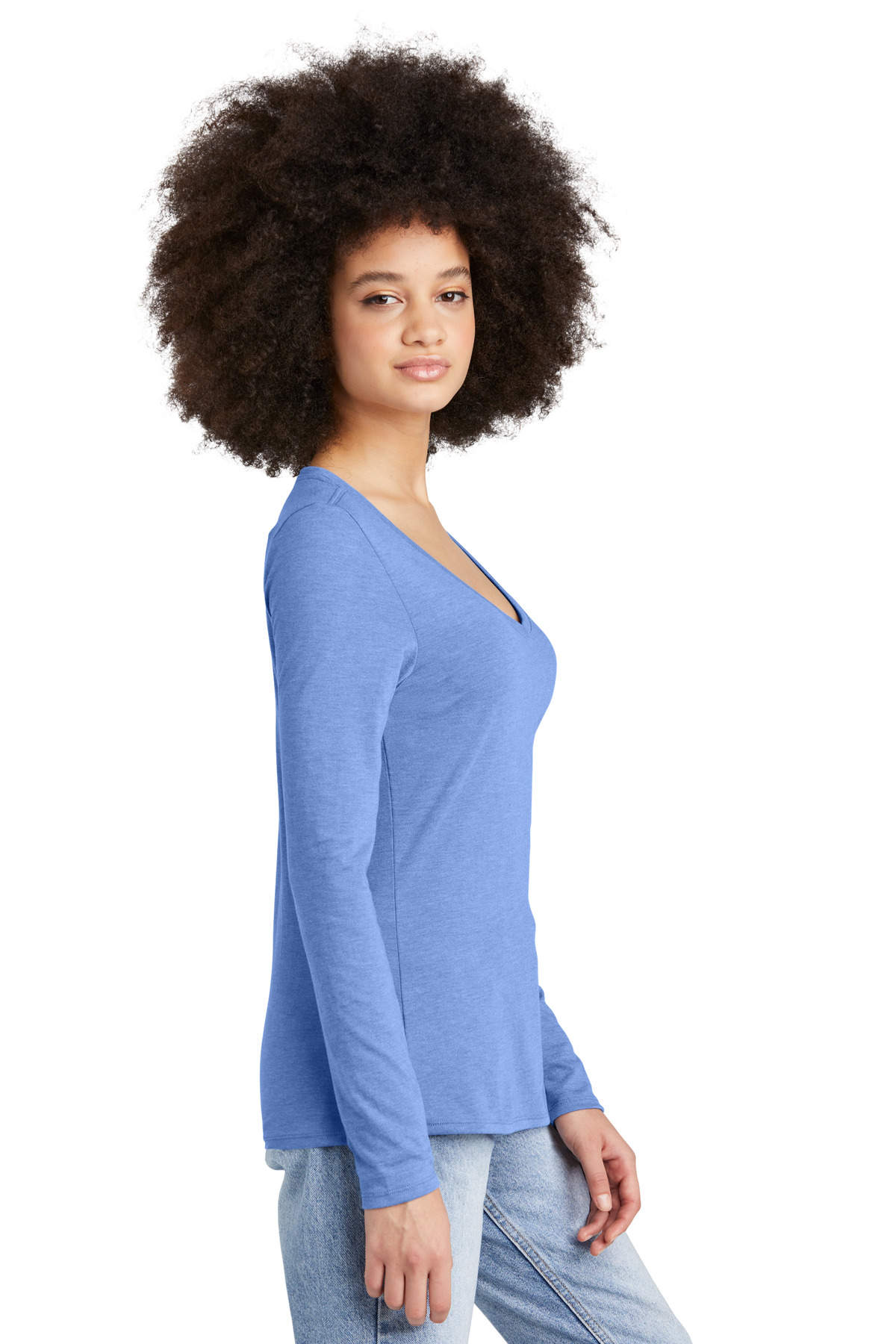 District Women's Perfect Tri Long Sleeve V-Neck Tee DT135 66