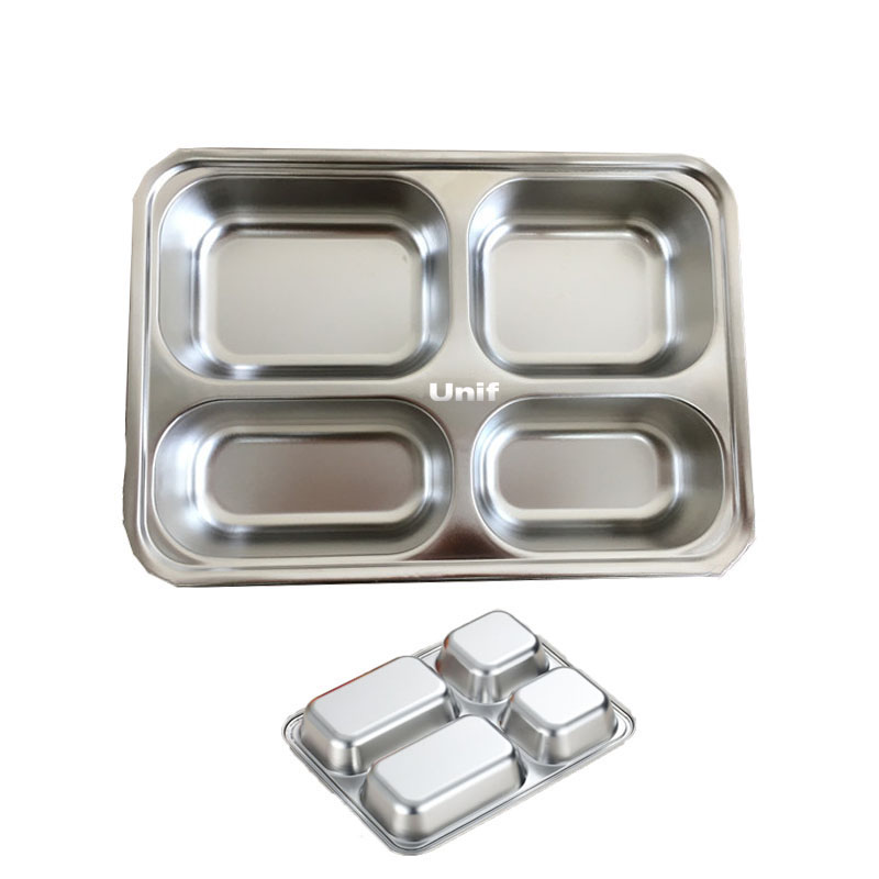 Stainless Steel Four-compartment Dinner Plate Tray 1