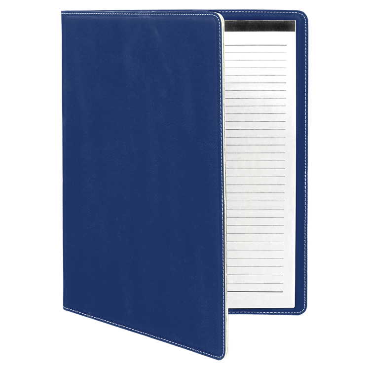 9 1/2" x 12" Blue/Silver Leatherette Portfolio with Notepad 2