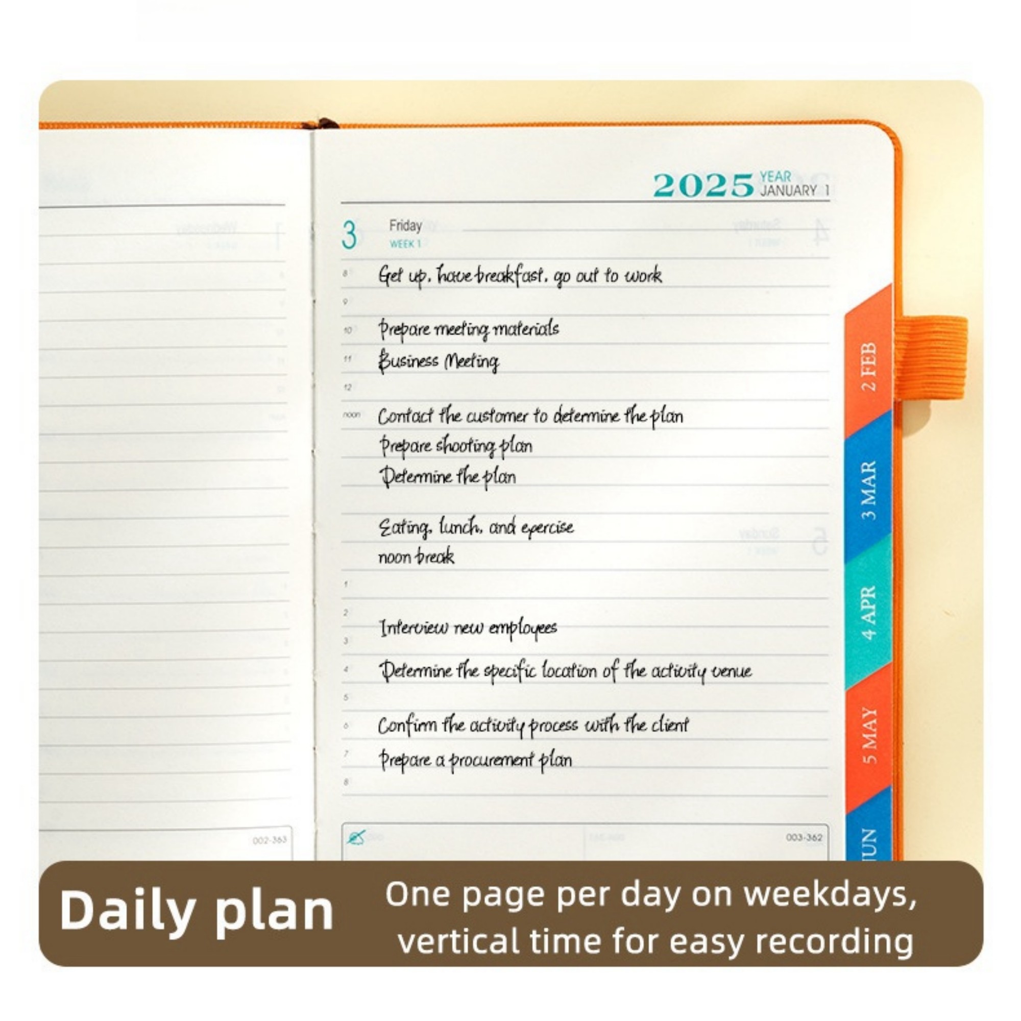 2025 Jan - Dec 5.8" x 8.4" A5 Bandaged Daily Planner 2
