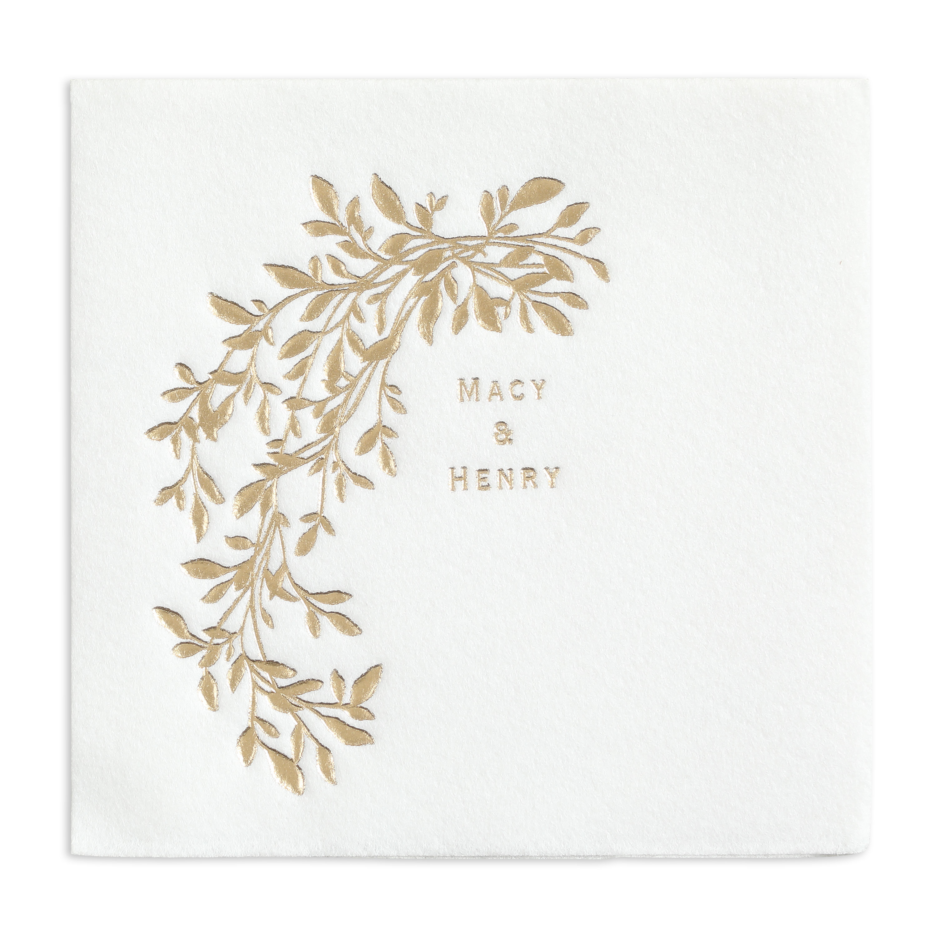 Hanging Vines Premium Beverage Napkin w/uncoined Edge (White) 2