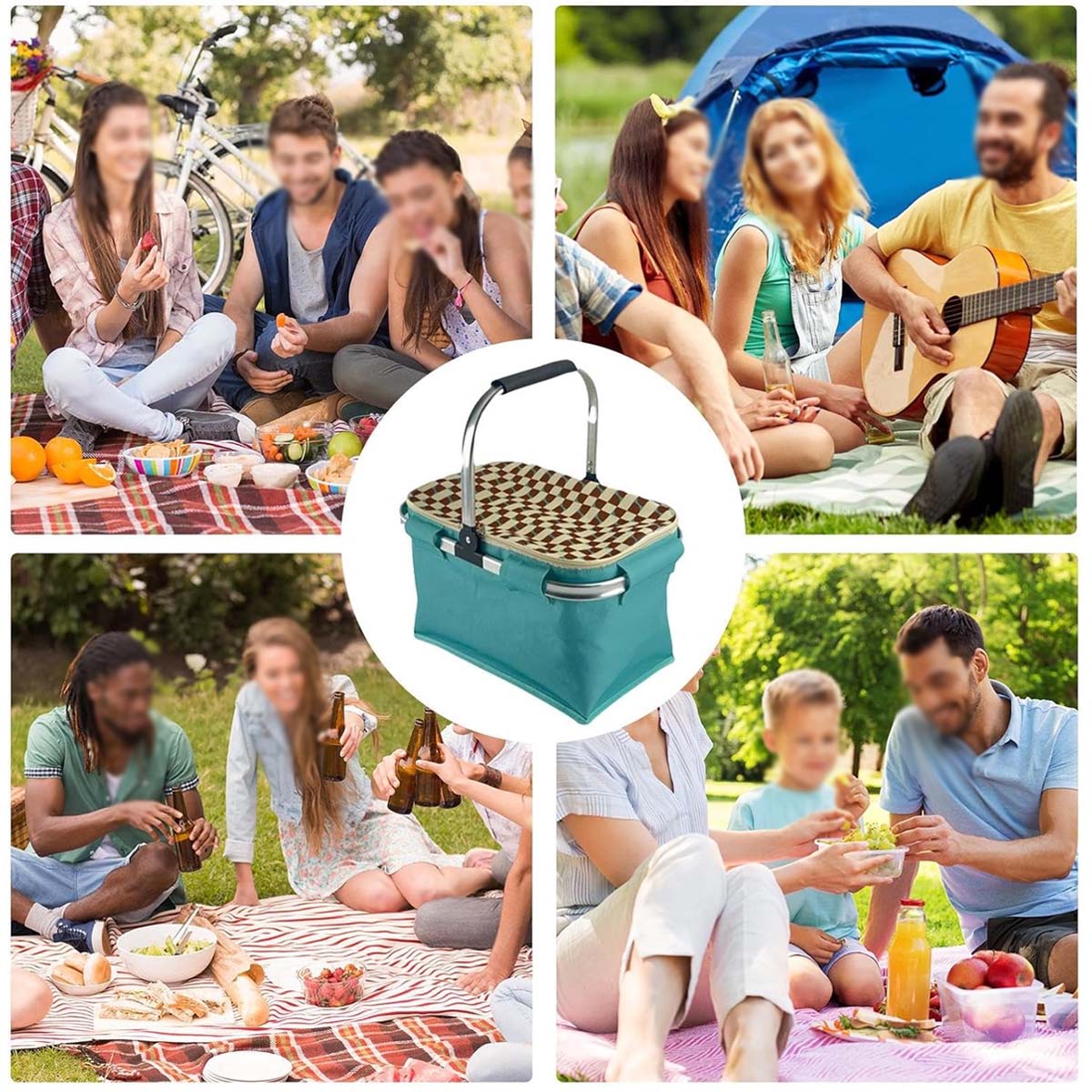 Portable foldable travel shopping cooler bag picnic basket 5