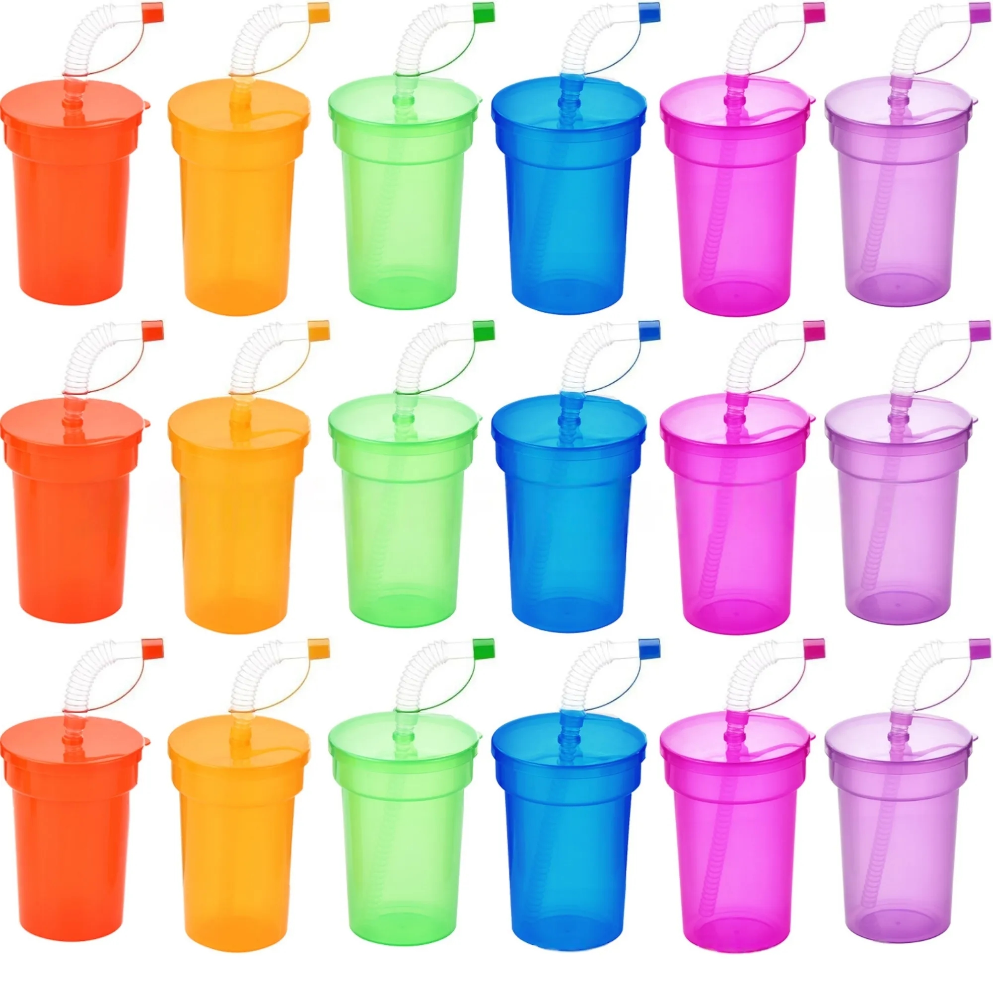 12oz Colored Plastic Straw Cup 9