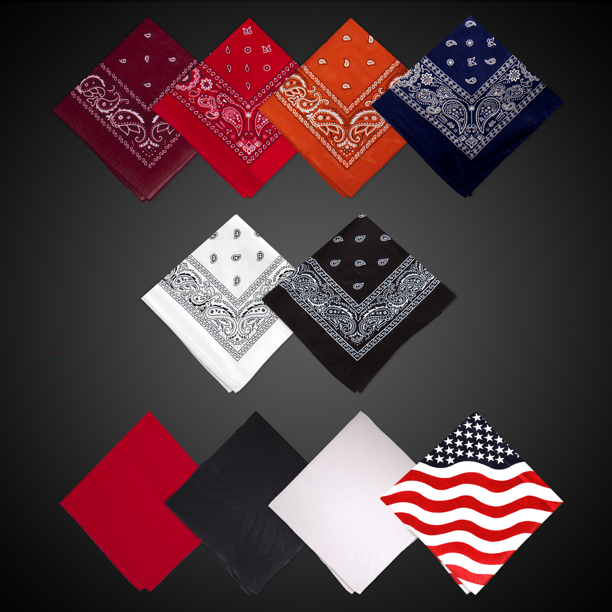 Cotton Bandana 22" x 22" - Variety of Colors 3