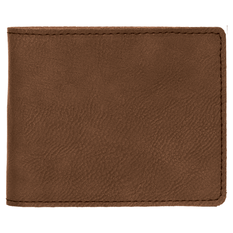 4 1/2" x 3 1/2" Dark Brown Leatherette Bifold Wallet 3