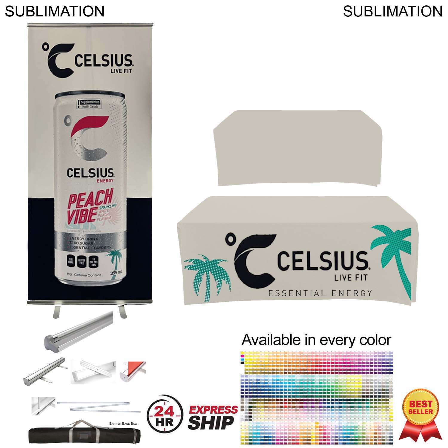 24Hr Express - Outdoor Event Package, Outdoor Pull up Banner (SU583-5) + Box Fit Tablecloth (SU508) 11