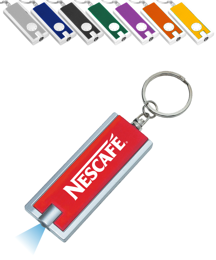 Rectangle LED Flashlight Key Chain, Printed with 1 Color Print 1