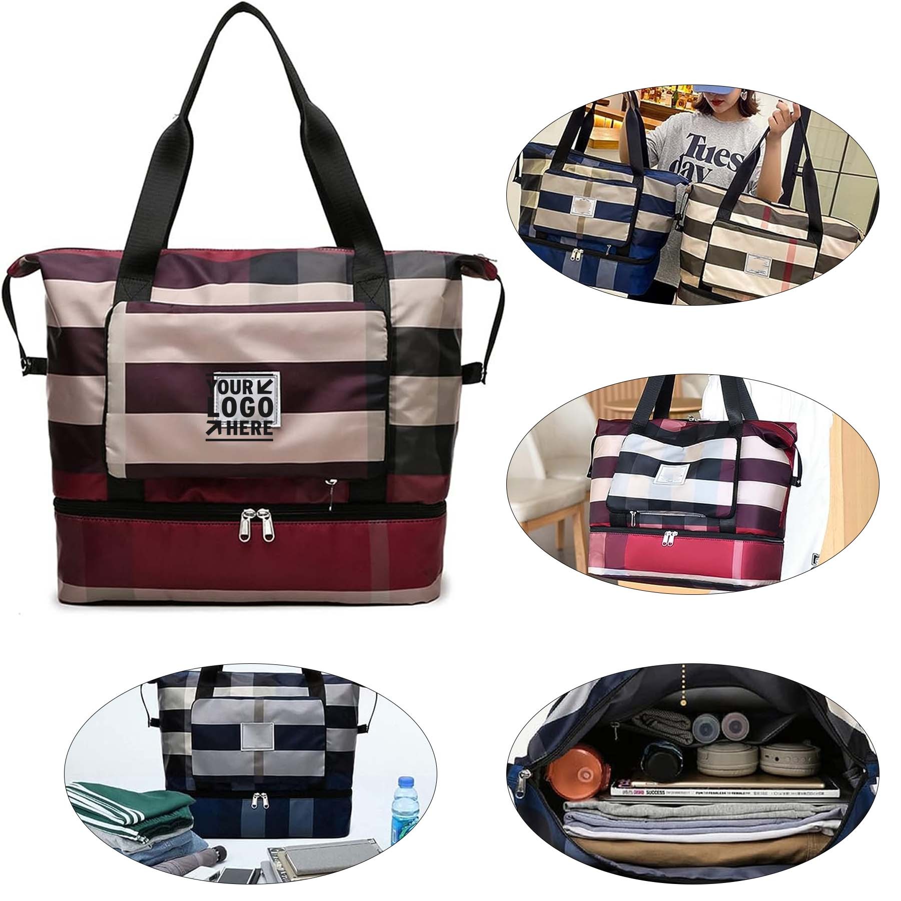 Dry Wet Separation Lightweight Waterproof Foldable Travel Duffel Bag 2